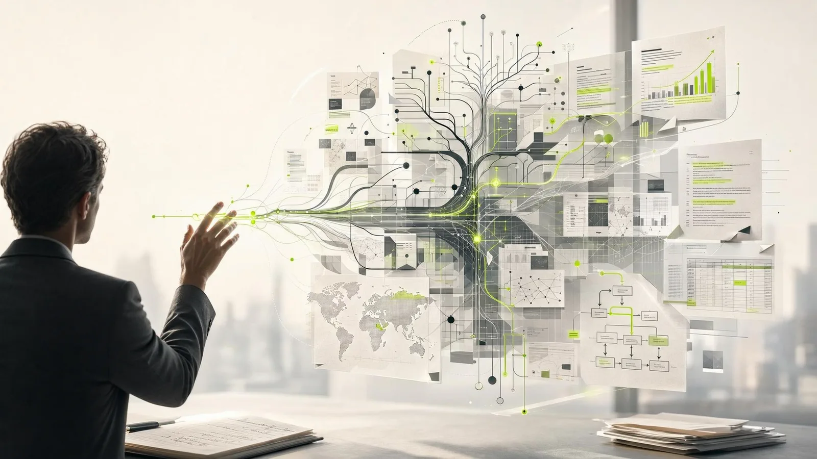 Conceptual representation of artificial intelligence at work